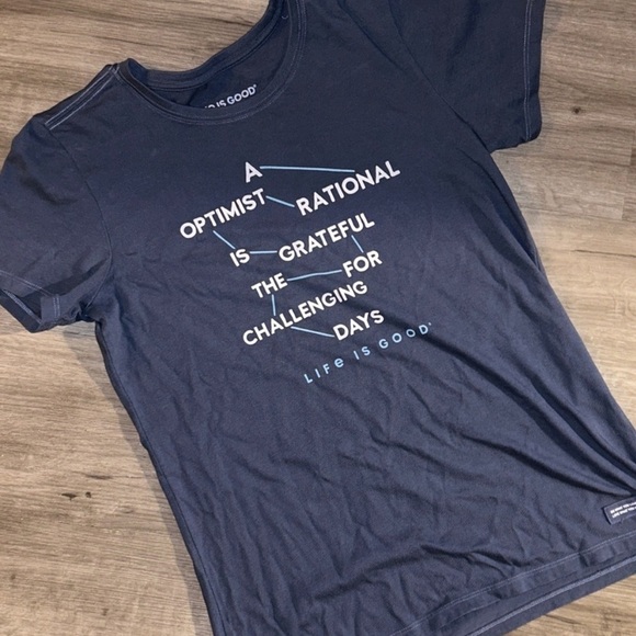 Life Is Good Rational Optimist Challenging Days Crusher Tee Medium Teacher - Picture 2 of 3